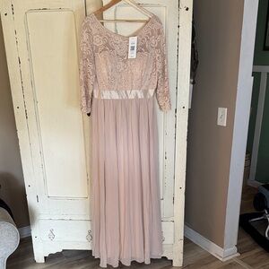 Ever Pretty Blush Lace Bodice Long Chiffon Skirt Gown